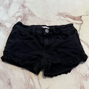 Black low rise shortie denim shorts